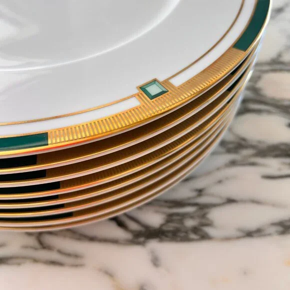 Brand New Vista Alegre Emerald 24k gold Dinner Plate Art Deco 12'' - Picture 6 of 8